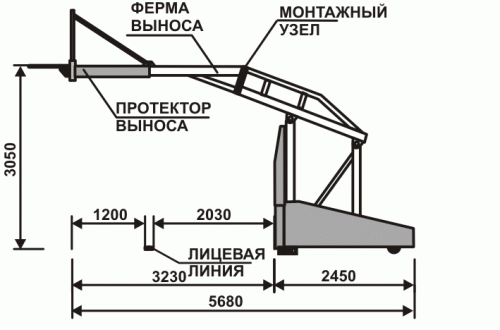 Фото Стойка баскетбольная мобильная складная с гидравлическим механизмом. Вынос 1.65 м.